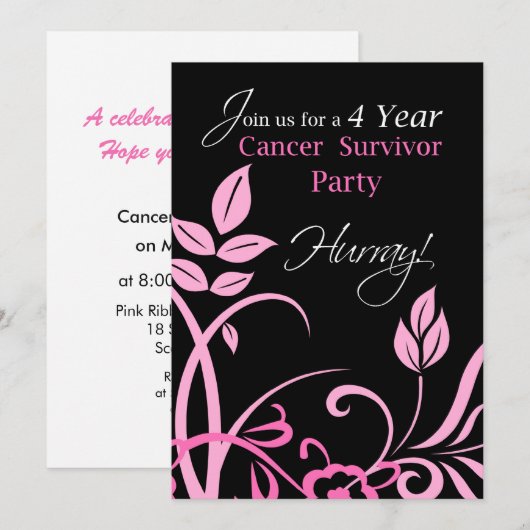 4 jaar Uitnodiging voor kankeroverlevende partij (Voorkant / Achterkant)