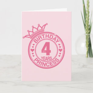 4 jaar - Verjaardag Prinses - roze Kaart