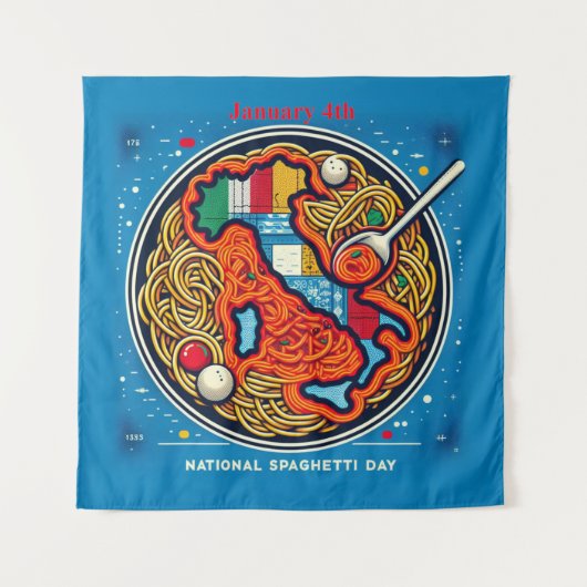 4 jan. - Nationale Spaghettidag Wandkleed (Voorkant)