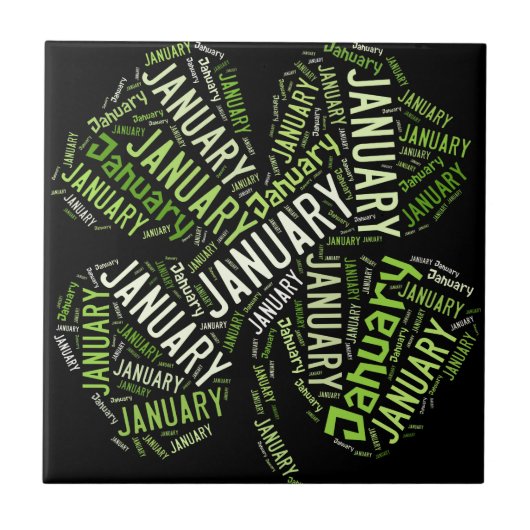 4 januari Leaf Clover Tegeltje (Voorkant)