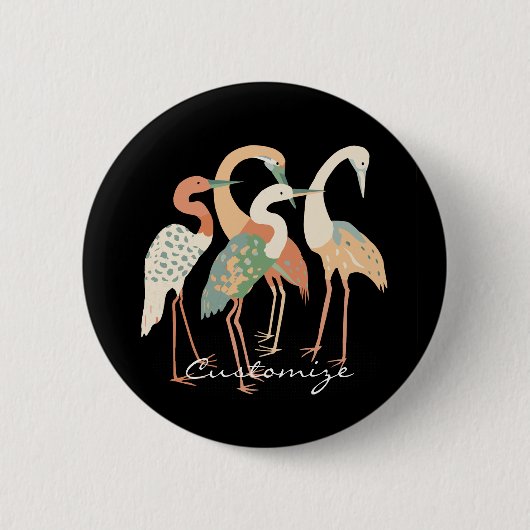 4 Japanse kranen Thunder_Cove Ronde Button 5,7 Cm (Voorkant)