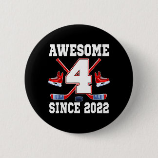 4 Jaren Geweldig Sinds 2022 Hockey Thema Verjaarda Ronde Button 5,7 Cm