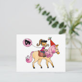4-jarig meisje op een pony briefkaart (Staand voorkant)