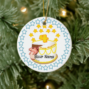 4-jarig verjaardagsfeest Muis Keramisch Ornament