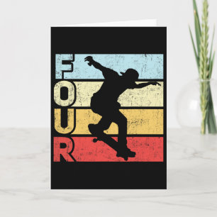4-jarige schaatser skateboarden 4e verjaardagsfees kaart