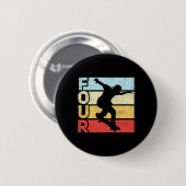 4-jarige schaatser skateboarden 4e verjaardagsfees ronde button 5,7 cm (Voorkant /achterkant)