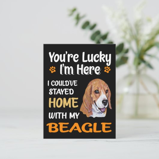 4 Je hebt geluk thuis met mijn Beagle Briefkaart (Staand voorkant)