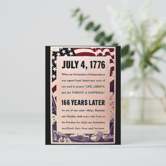 4 juli 1776 briefkaart (Staand voorkant)