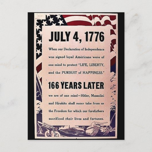 4 juli 1776 briefkaart (Voorkant)