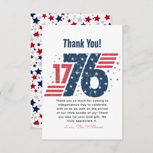 4 juli 1776 Onafhankelijkheidsdag Bedankkaart (Voorkant / Achterkant)
