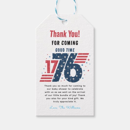 4 juli 1776 Onafhankelijkheidsdag Cadeaulabel (Voorkant)