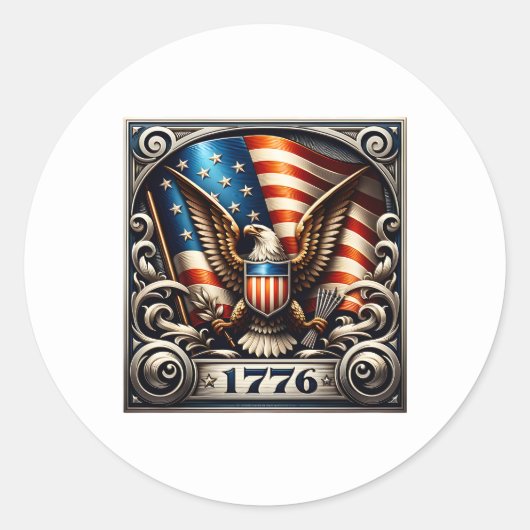 4 juli 1776 Onafhankelijkheidsdag Ronde Sticker (Voorkant)