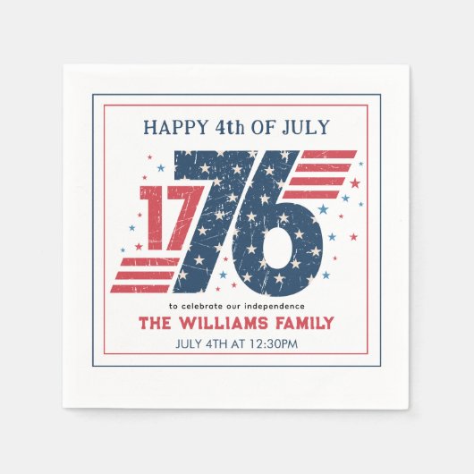 4 juli 1776 Onafhankelijkheidsdag Servet (Voorkant)