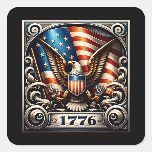 4 juli 1776 Onafhankelijkheidsdag Vierkante Sticker (Voorkant)