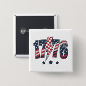 4 juli 1776 vierkante button 5,1 cm (Voorkant /achterkant)