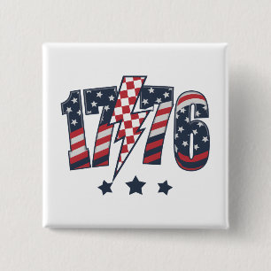 4 juli 1776 vierkante button 5,1 cm