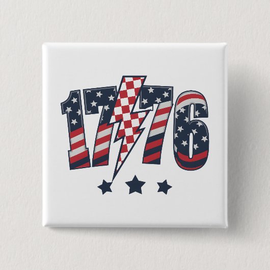 4 juli 1776 vierkante button 5,1 cm (Voorkant)