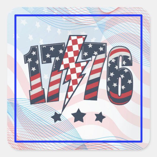 4 juli 1776 vierkante sticker (Voorkant)