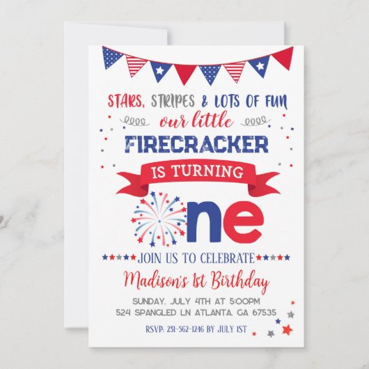 4 juli 1 Verjaardag Kaart (Voorkant)