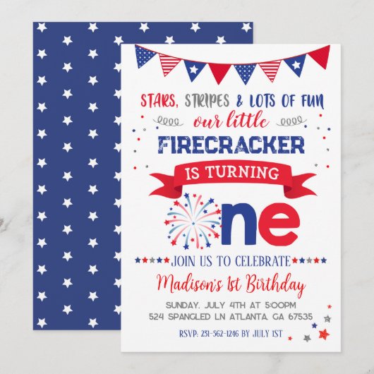 4 juli 1 Verjaardag Kaart (Voorkant / Achterkant)