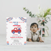 4 juli 1 Verjaardag Rood & Blauw Firetracker Kaart (Staand voorkant)