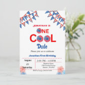 4 juli 1 Verjaardag Rood Wit Blauw Patriottisch Kaart (Staand voorkant)