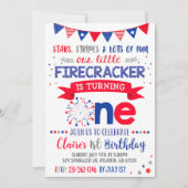 4 juli 1 Verjaardag Uitnodiging Rood Wit Blauw (Voorkant)