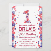 4 juli 1 verjaardagsfeestje kaart (Voorkant)