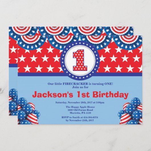 4 juli 1e eerste uitnodiging van de Eerste Dag (Voorkant / Achterkant)