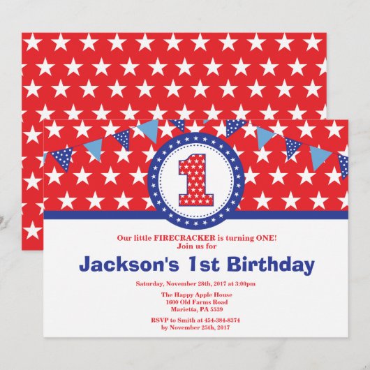 4 juli 1e eerste uitnodiging van de Eerste Dag (Voorkant / Achterkant)