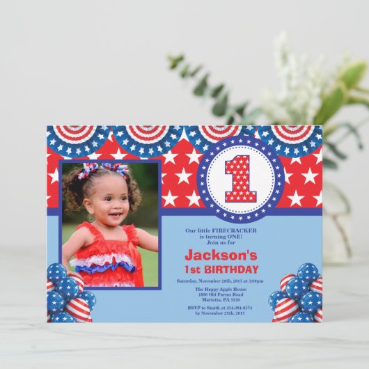 4 juli 1e eerste uitnodiging van de Eerste Dag (Staand voorkant)