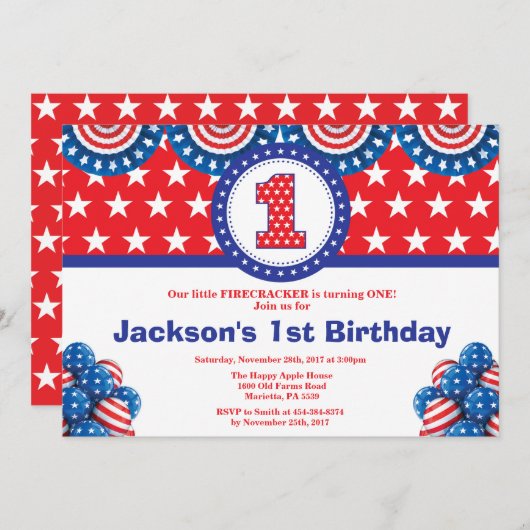 4 juli 1e eerste uitnodiging van de Eerste Dag (Voorkant / Achterkant)