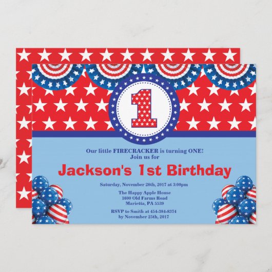 4 juli 1e eerste uitnodiging van de Eerste Dag (Voorkant / Achterkant)