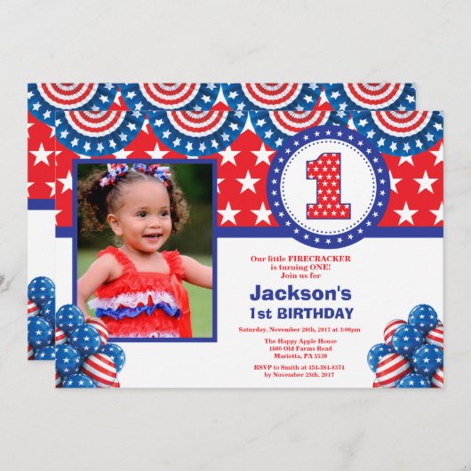 4 juli 1e eerste uitnodiging van de Eerste Dag (Voorkant / Achterkant)