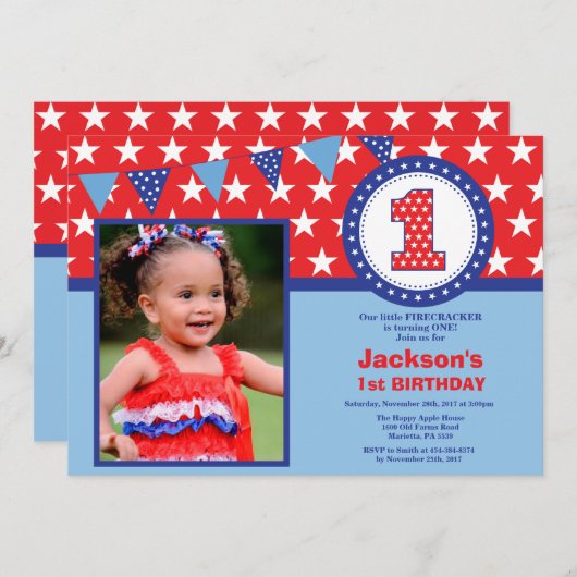 4 juli 1e eerste uitnodiging van de Eerste Dag (Voorkant / Achterkant)