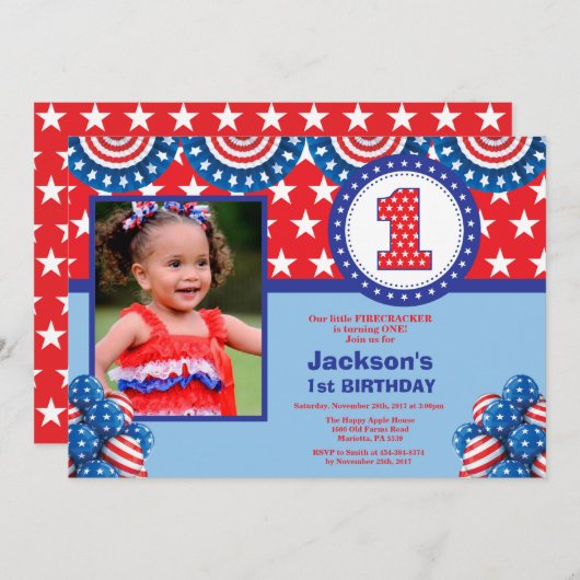 4 juli 1e eerste uitnodiging van de Eerste Dag (Voorkant / Achterkant)