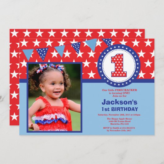 4 juli 1e eerste uitnodiging van de Eerste Dag (Voorkant / Achterkant)