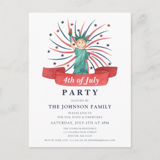 4 juli 2010 : het patriottisch beeld van de vrijhe uitnodiging briefkaart (Voorkant)