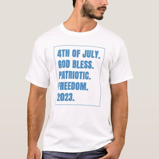 4 juli 2023 God Bless Patriottische Vrijheid T-shirt (Voorkant)