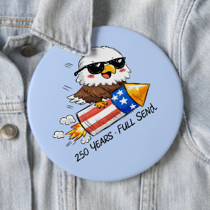 4 juli, 250 jaar adelaar op vuurwerk ronde button 6,0 cm