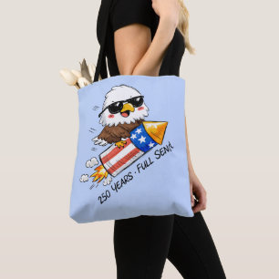 4 juli, 250 jaar adelaar op vuurwerk tote bag