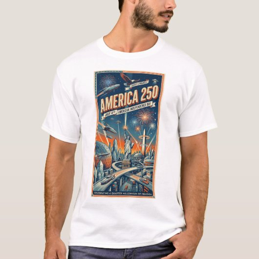 4 juli 250 jaar onafhankelijkheidsdag retro t-shirt (Voorkant)