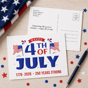 4 juli 250 jaar vrijheid 1776 2026 briefkaart