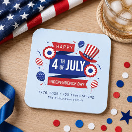 4 juli 250e verjaardag Familie Kartonnen Onderzetters