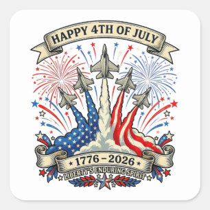 4 juli 250ste verjaardag Patriottische Jets Vierkante Sticker