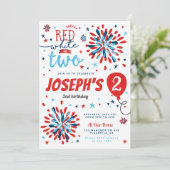 4 juli 2 jarig Rood Wit Twee Kaart (Staand voorkant)