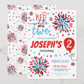 4 juli 2 jarig Rood Wit Twee Kaart (Voorkant / Achterkant)