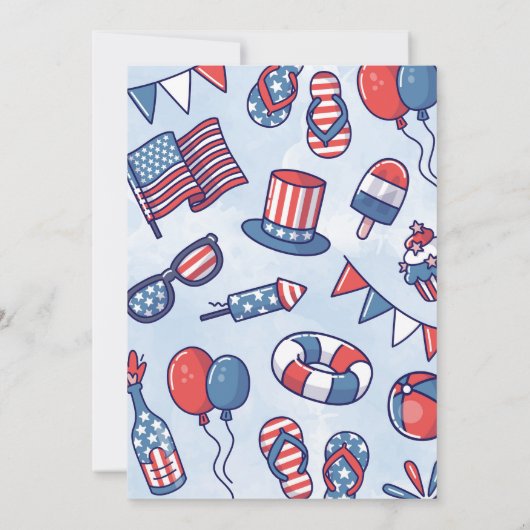 4 juli 2 juli Verjaardagsfeestuitnodiging Kaart (Achterkant)