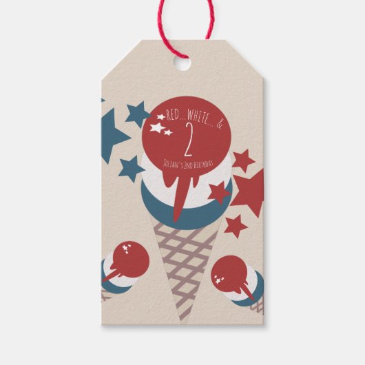 4 juli 2e verjaardag ijs sterren cadeaulabel (Voorkant)