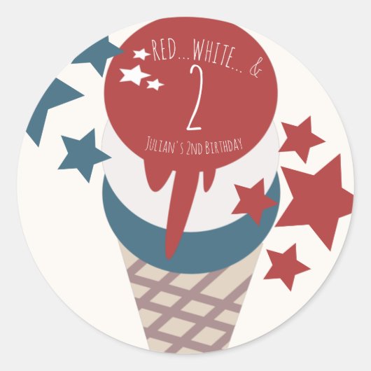 4 juli 2e verjaardag ijs sterren ronde sticker (Voorkant)